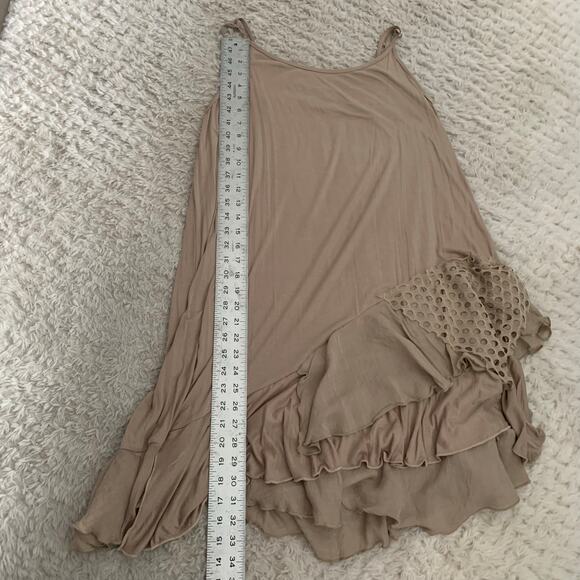 NWT India Boutique Layered Asymmetrical Boho Ruffled Brown Tank Dress - Picture 11 of 12
